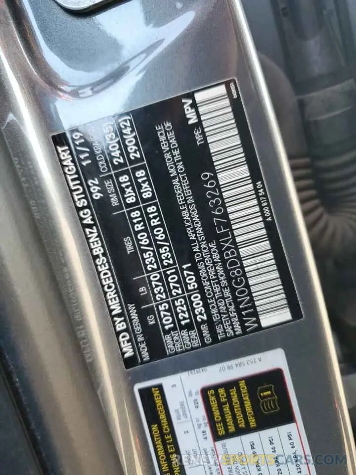 12 Photograph of a damaged car W1N0G8DBXLF763269 MERCEDES-BENZ GLC-CLASS 2020