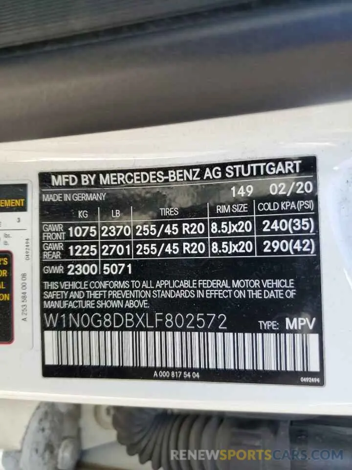 13 Photograph of a damaged car W1N0G8DBXLF802572 MERCEDES-BENZ GLC-CLASS 2020