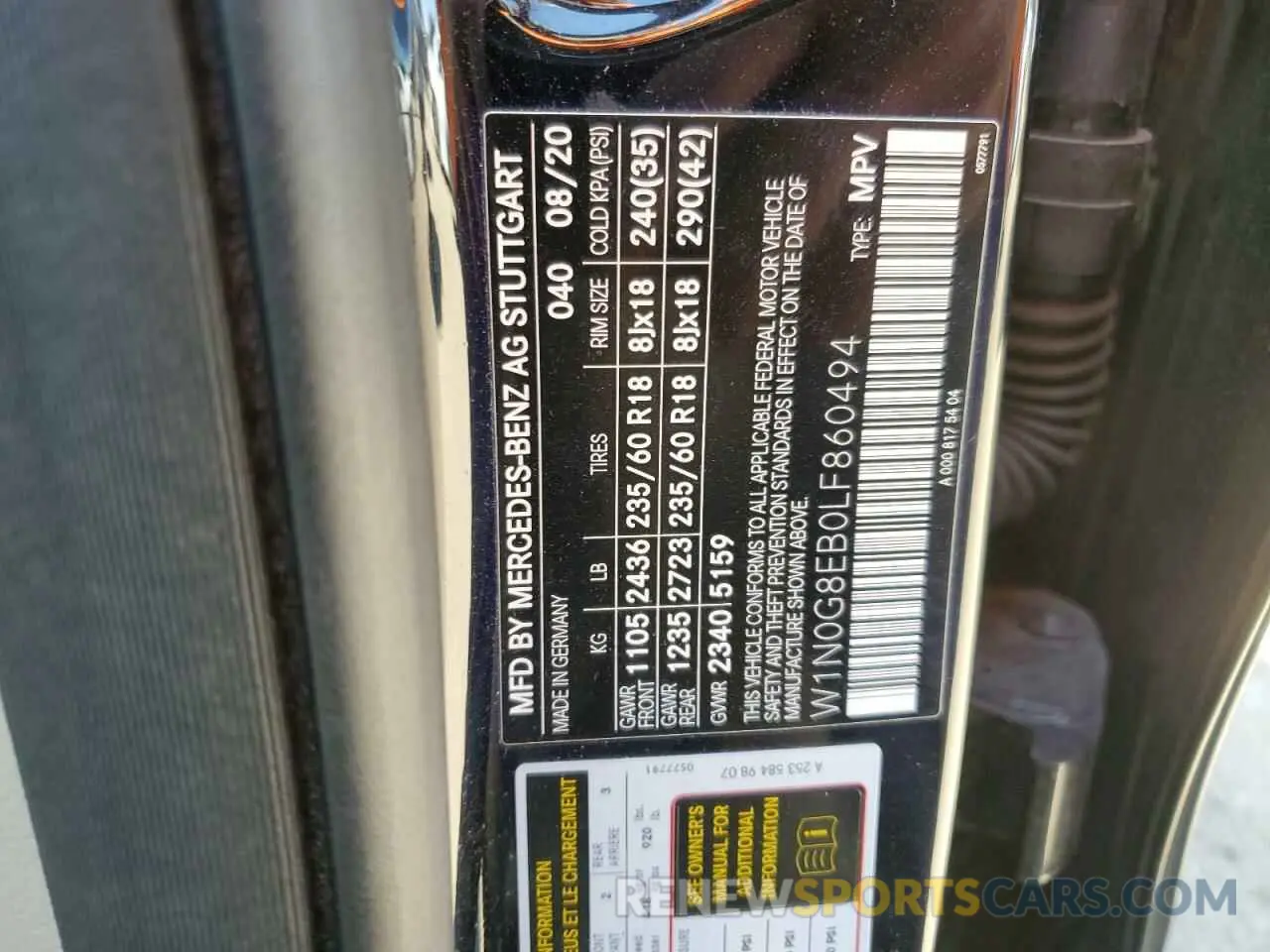 13 Photograph of a damaged car W1N0G8EB0LF860494 MERCEDES-BENZ GLC-CLASS 2020