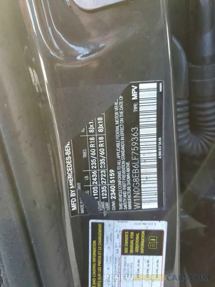 13 Photograph of a damaged car W1N0G8EB6LF759363 MERCEDES-BENZ GLC-CLASS 2020