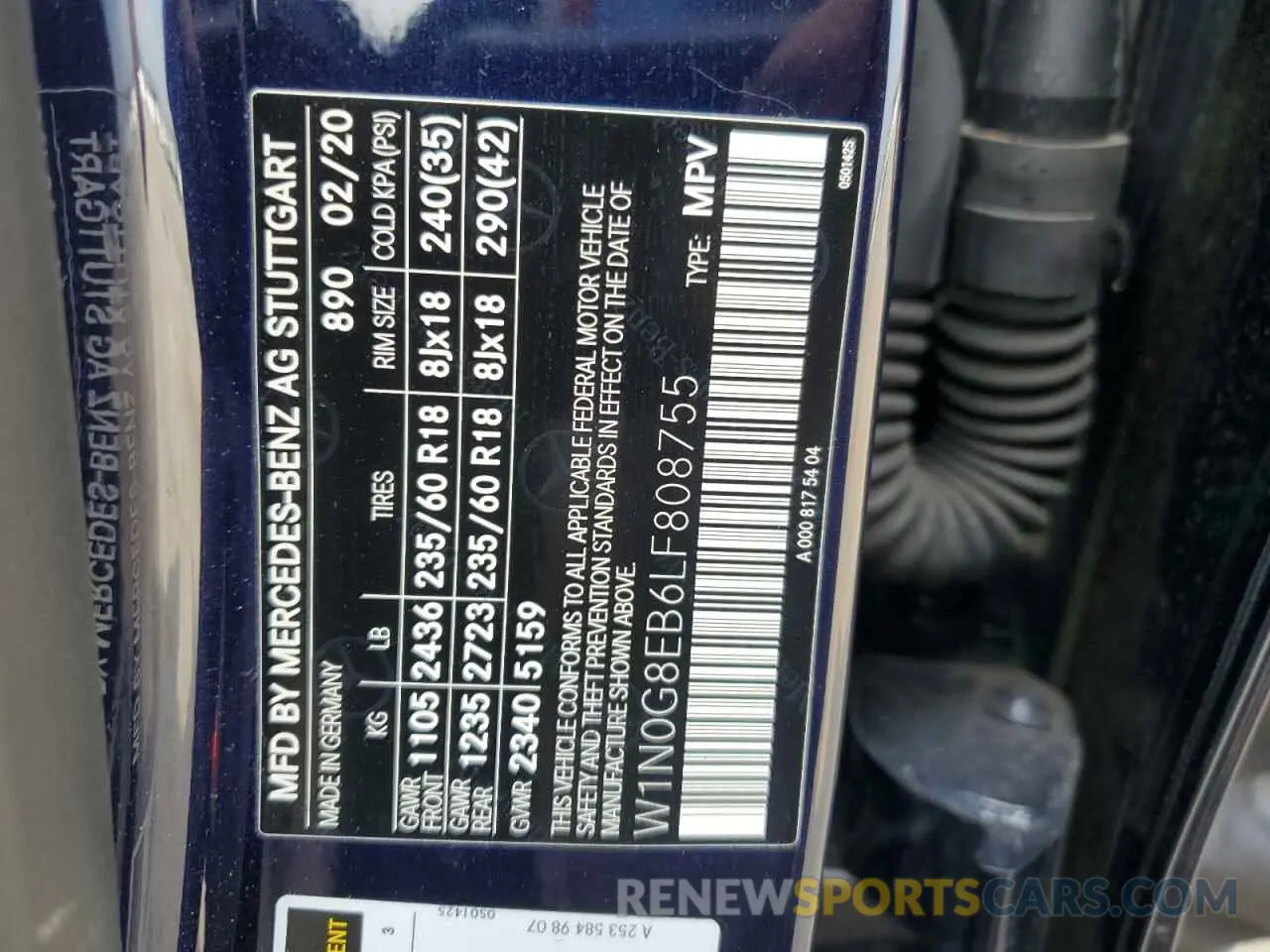 13 Photograph of a damaged car W1N0G8EB6LF808755 MERCEDES-BENZ GLC-CLASS 2020