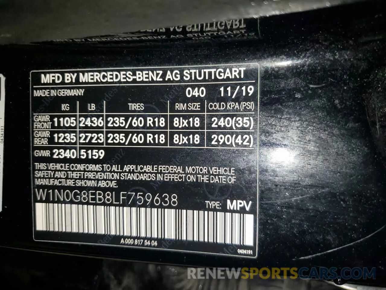 13 Photograph of a damaged car W1N0G8EB8LF759638 MERCEDES-BENZ GLC-CLASS 2020