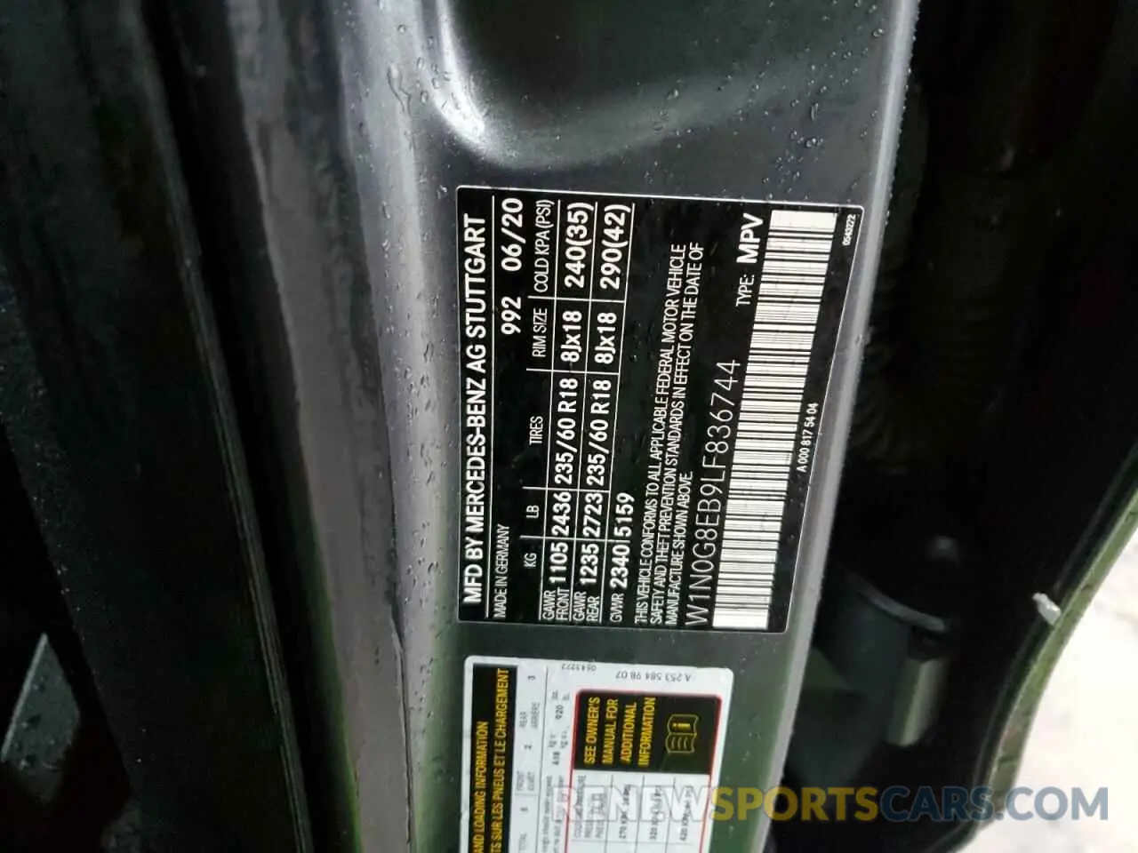14 Photograph of a damaged car W1N0G8EB9LF836744 MERCEDES-BENZ GLC-CLASS 2020