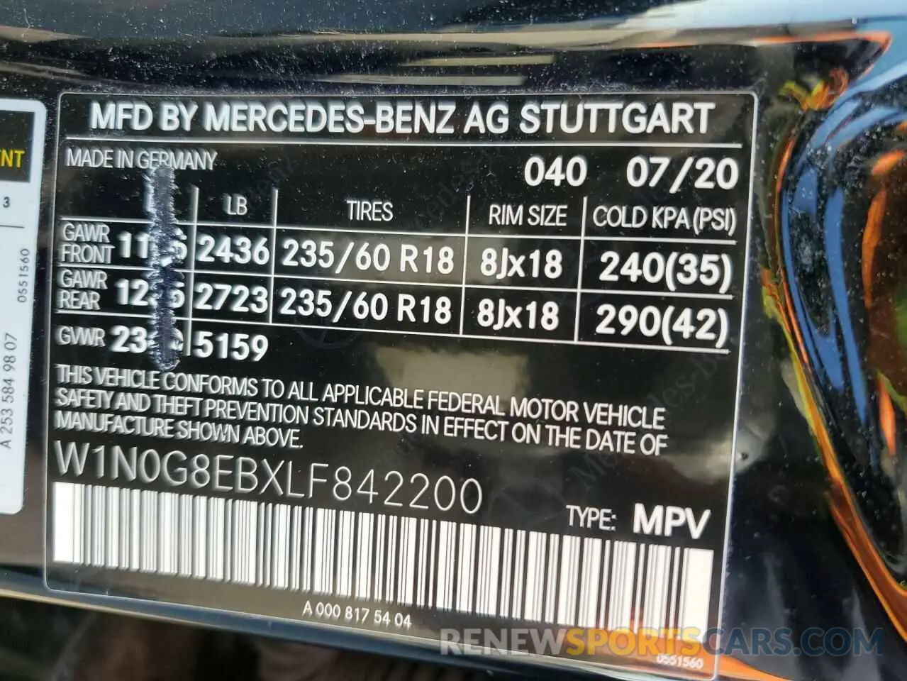 13 Photograph of a damaged car W1N0G8EBXLF842200 MERCEDES-BENZ GLC-CLASS 2020