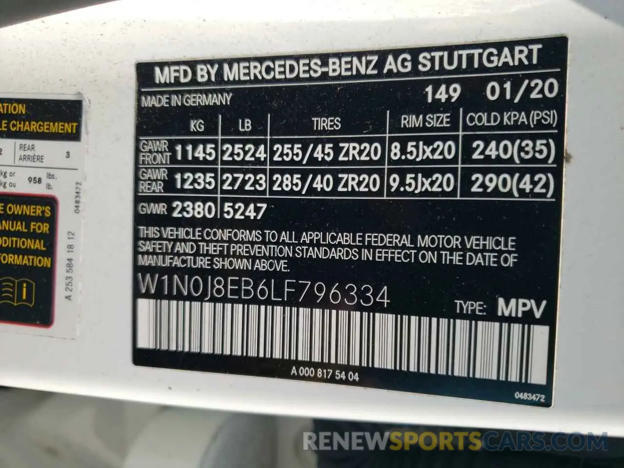 13 Photograph of a damaged car W1N0J8EB6LF796334 MERCEDES-BENZ GLC-CLASS 2020