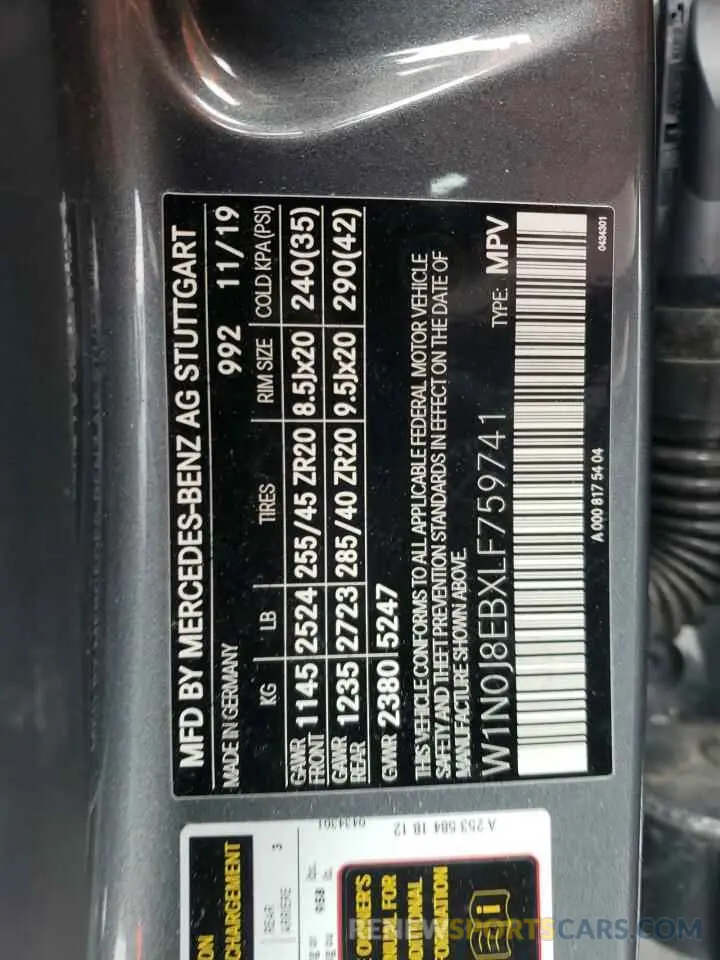 13 Photograph of a damaged car W1N0J8EBXLF759741 MERCEDES-BENZ GLC-CLASS 2020