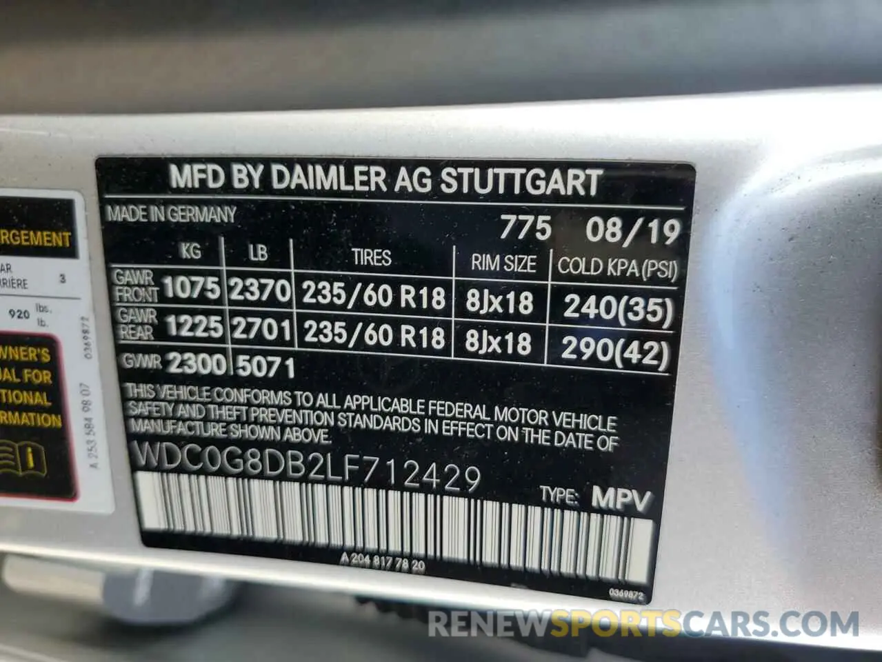 14 Photograph of a damaged car WDC0G8DB2LF712429 MERCEDES-BENZ GLC-CLASS 2020