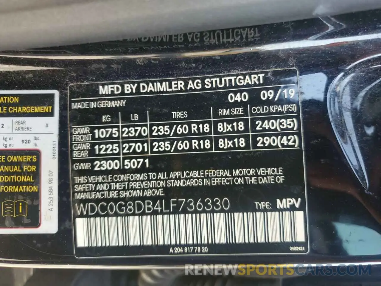 13 Photograph of a damaged car WDC0G8DB4LF736330 MERCEDES-BENZ GLC-CLASS 2020