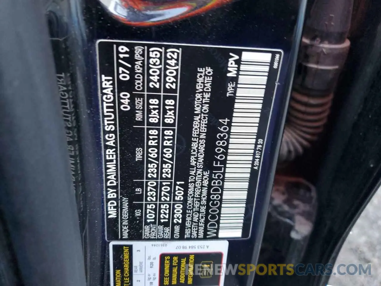 13 Photograph of a damaged car WDC0G8DB5LF698364 MERCEDES-BENZ GLC-CLASS 2020