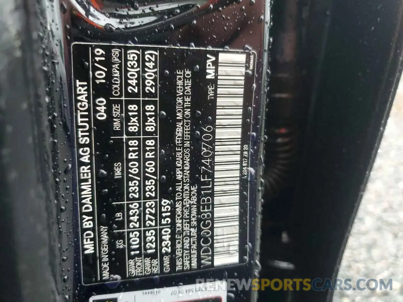 14 Photograph of a damaged car WDC0G8EB1LF740706 MERCEDES-BENZ GLC-CLASS 2020