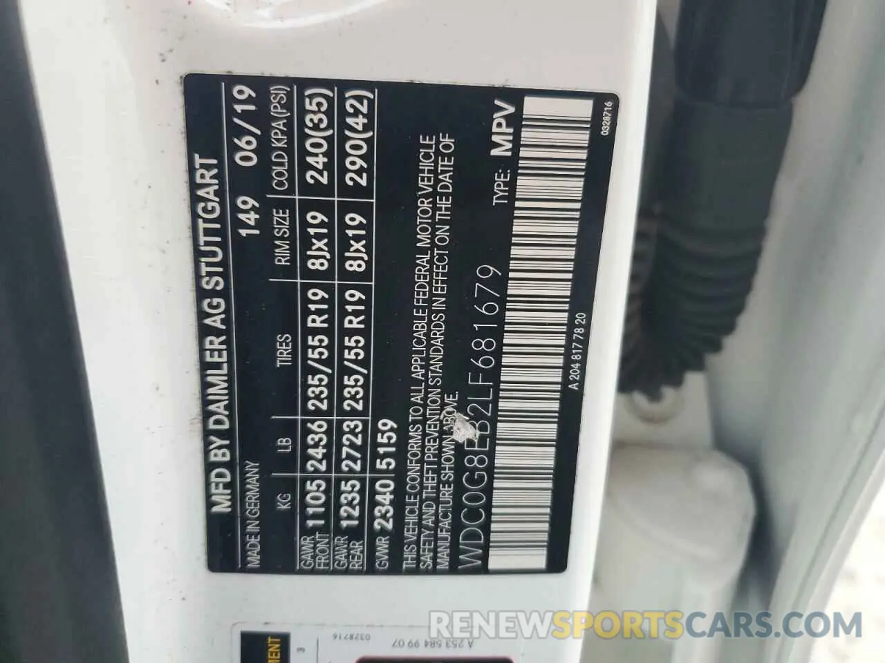 13 Photograph of a damaged car WDC0G8EB2LF681679 MERCEDES-BENZ GLC-CLASS 2020
