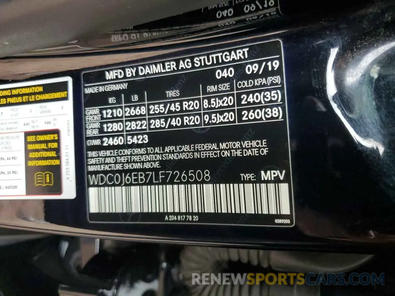 13 Photograph of a damaged car WDC0J6EB7LF726508 MERCEDES-BENZ GLC-CLASS 2020