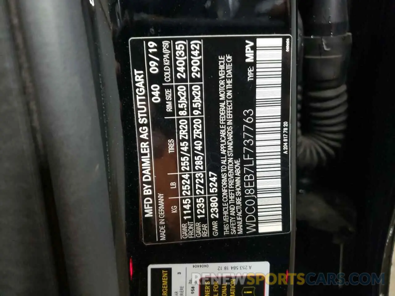 13 Photograph of a damaged car WDC0J8EB7LF737763 MERCEDES-BENZ GLC-CLASS 2020