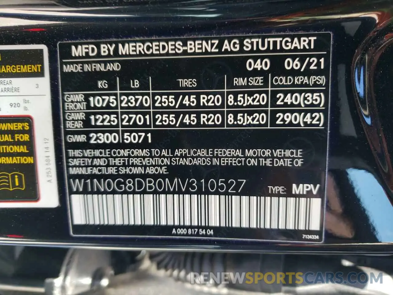 12 Photograph of a damaged car W1N0G8DB0MV310527 MERCEDES-BENZ GLC-CLASS 2021