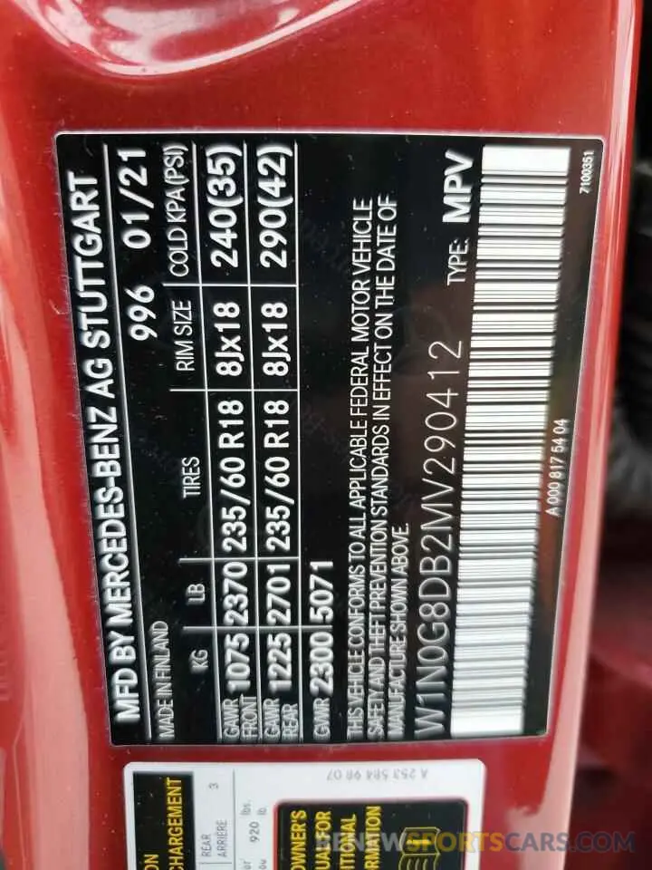 14 Photograph of a damaged car W1N0G8DB2MV290412 MERCEDES-BENZ GLC-CLASS 2021