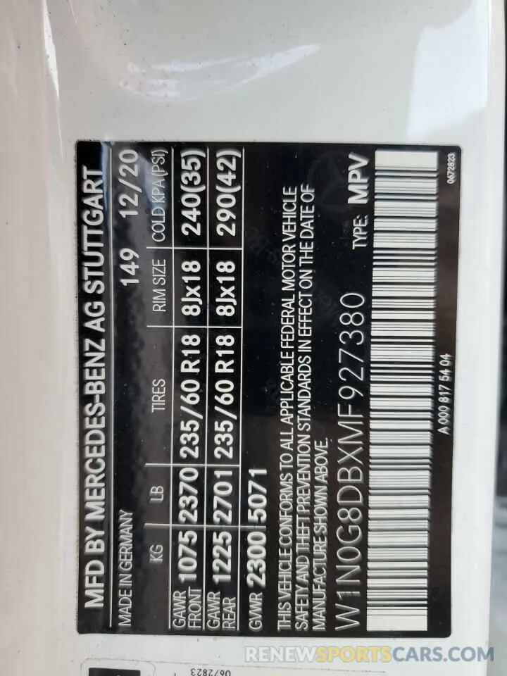 13 Photograph of a damaged car W1N0G8DBXMF927380 MERCEDES-BENZ GLC-CLASS 2021