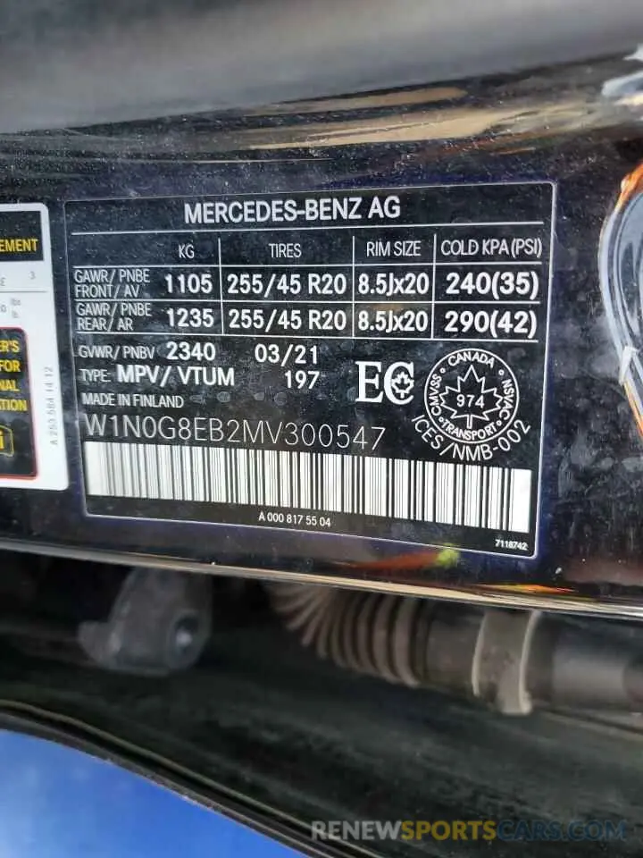 13 Photograph of a damaged car W1N0G8EB2MV300547 MERCEDES-BENZ GLC-CLASS 2021
