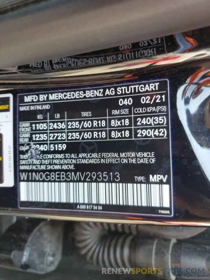 13 Photograph of a damaged car W1N0G8EB3MV293513 MERCEDES-BENZ GLC-CLASS 2021