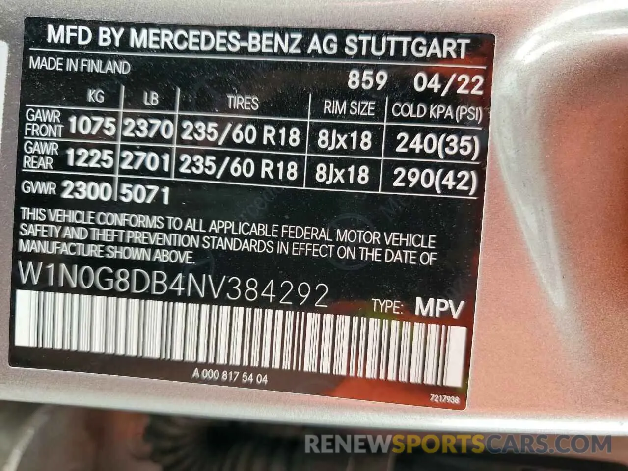14 Photograph of a damaged car W1N0G8DB4NV384292 MERCEDES-BENZ GLC-CLASS 2022