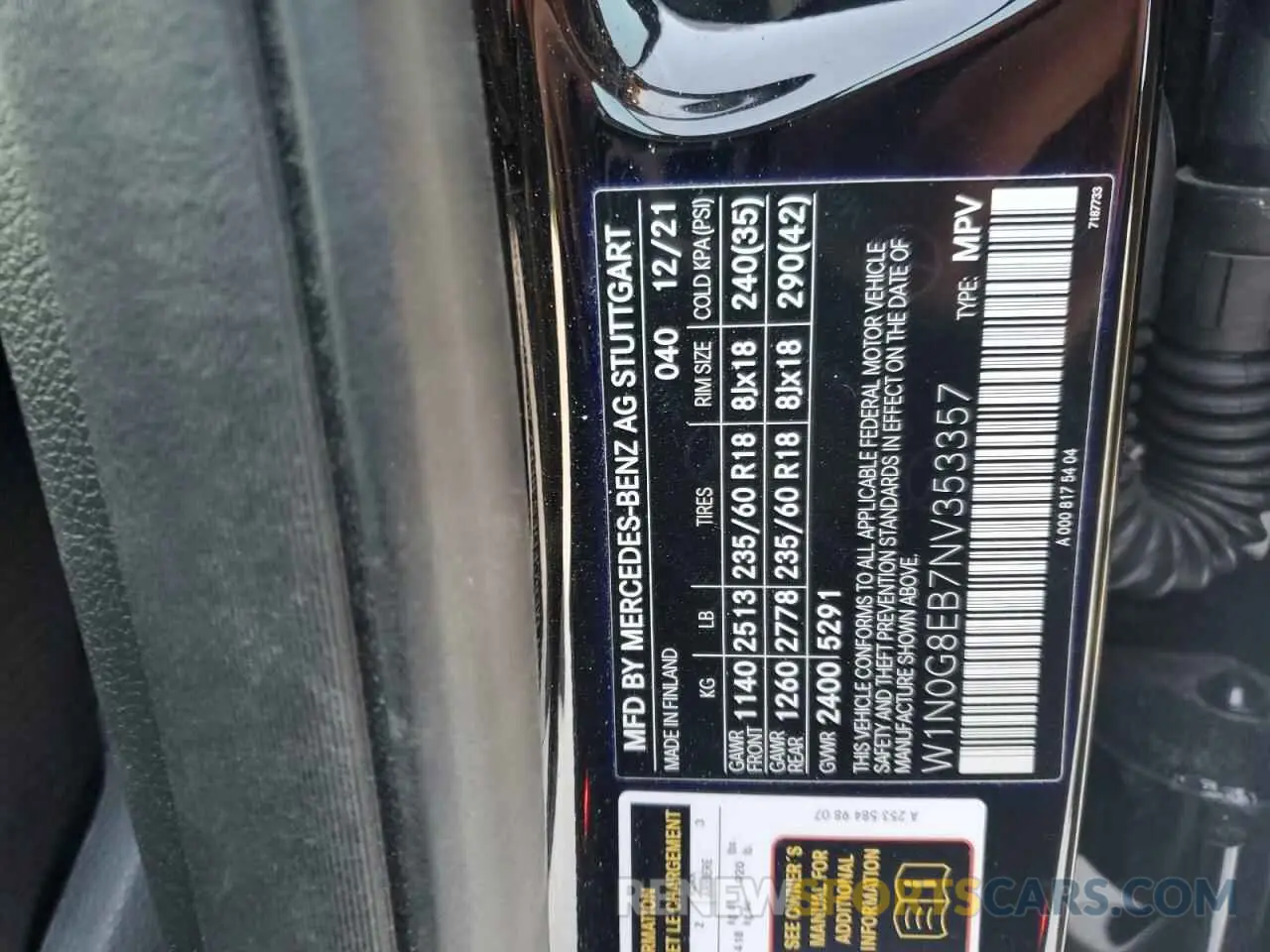 14 Photograph of a damaged car W1N0G8EB7NV353357 MERCEDES-BENZ GLC-CLASS 2022