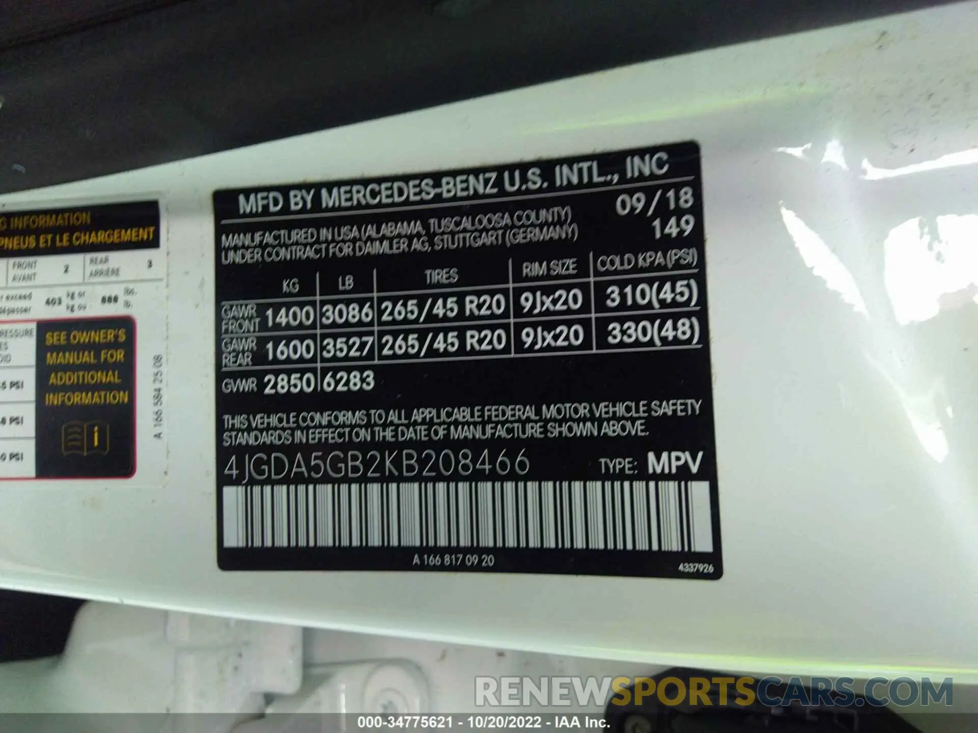 9 Photograph of a damaged car 4JGDA5GB2KB208466 MERCEDES-BENZ GLE 2019