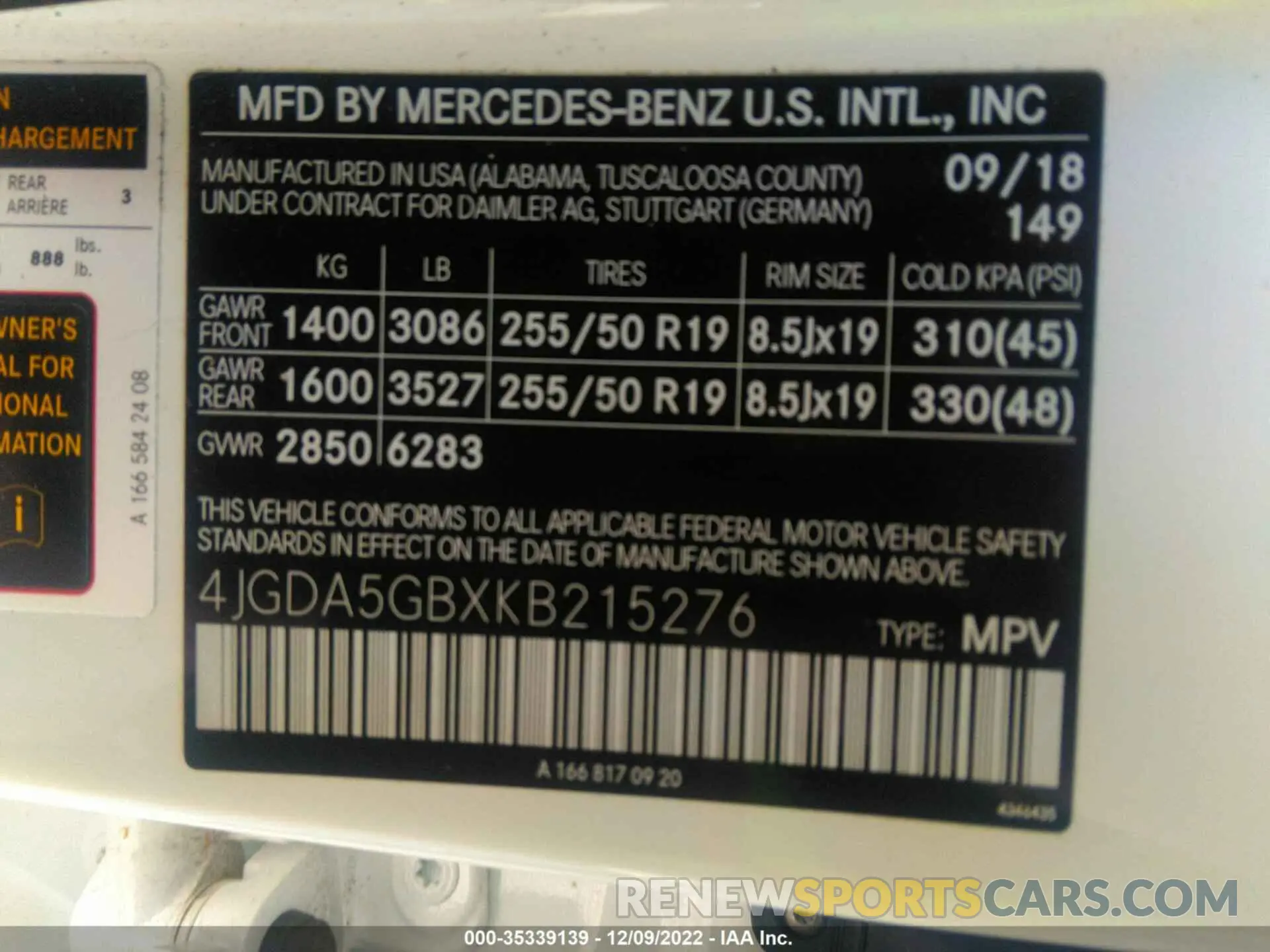9 Photograph of a damaged car 4JGDA5GBXKB215276 MERCEDES-BENZ GLE 2019