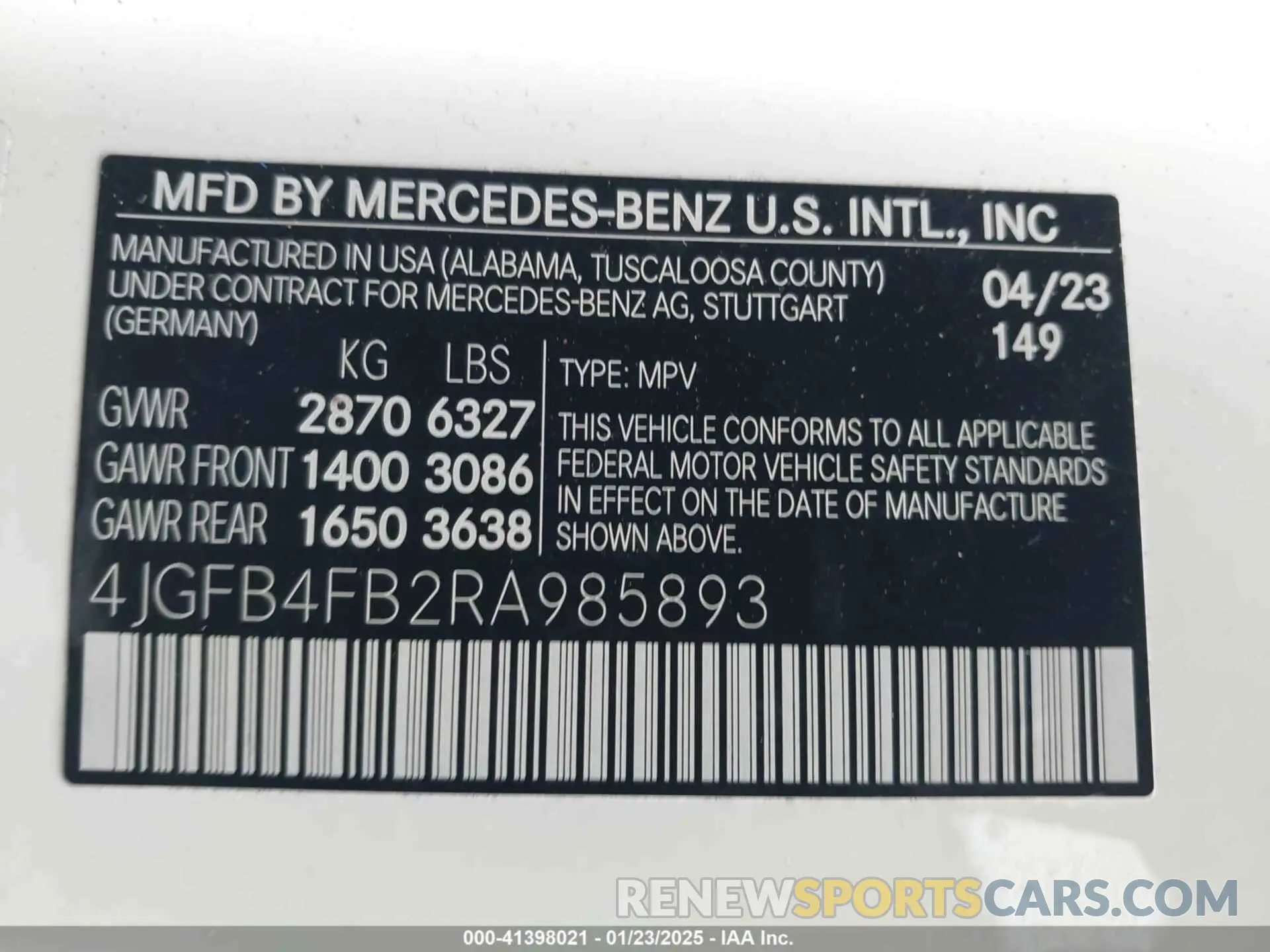 9 Photograph of a damaged car 4JGFB4FB2RA985893 MERCEDES-BENZ GLE 2024