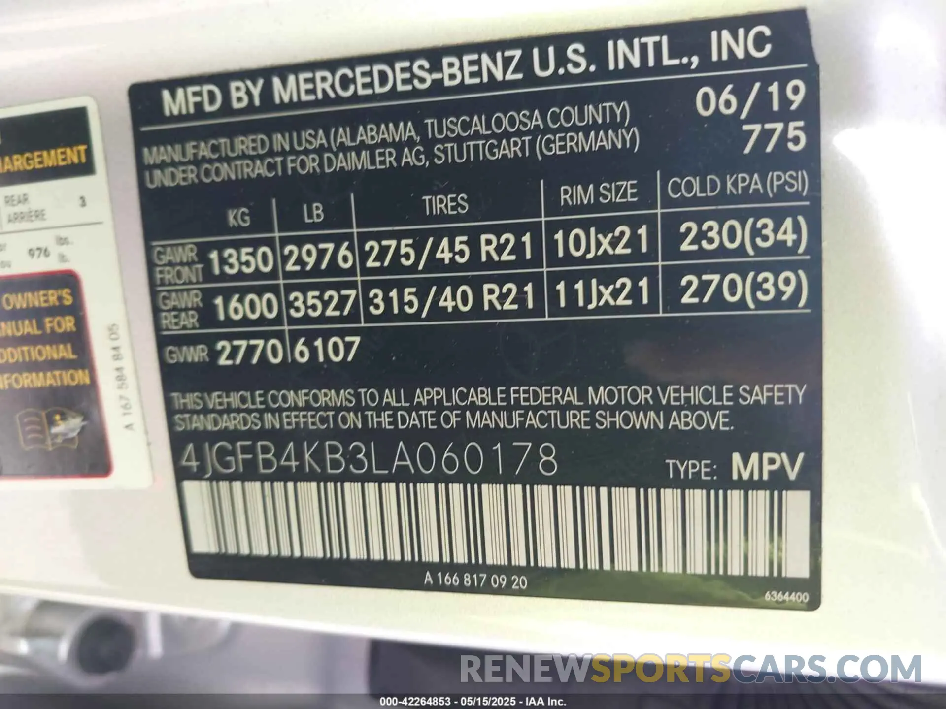 9 Photograph of a damaged car 4JGFB4KB3LA060178 MERCEDES-BENZ GLE 350 2020