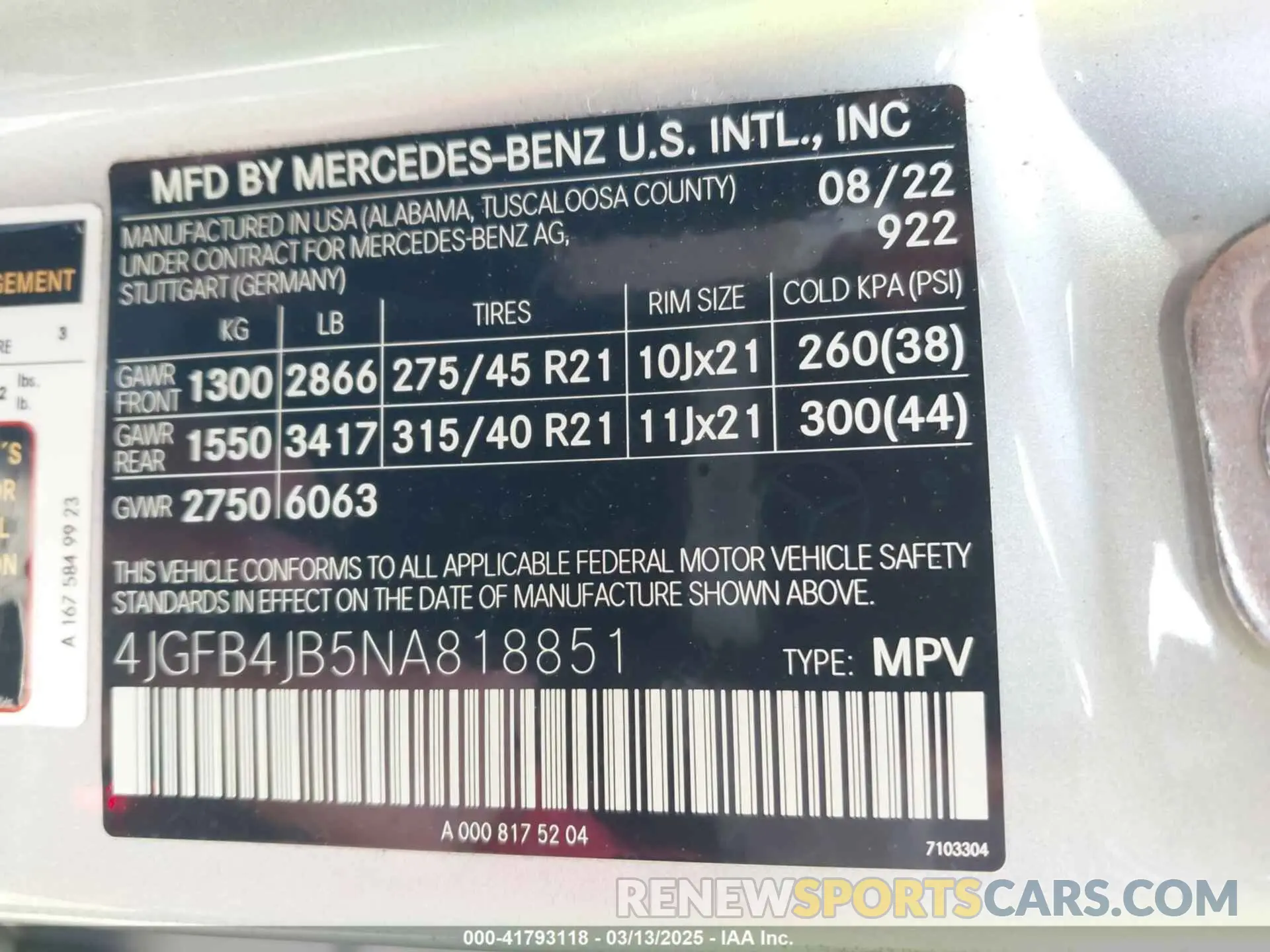 9 Photograph of a damaged car 4JGFB4JB5NA818851 MERCEDES-BENZ GLE 350 2022