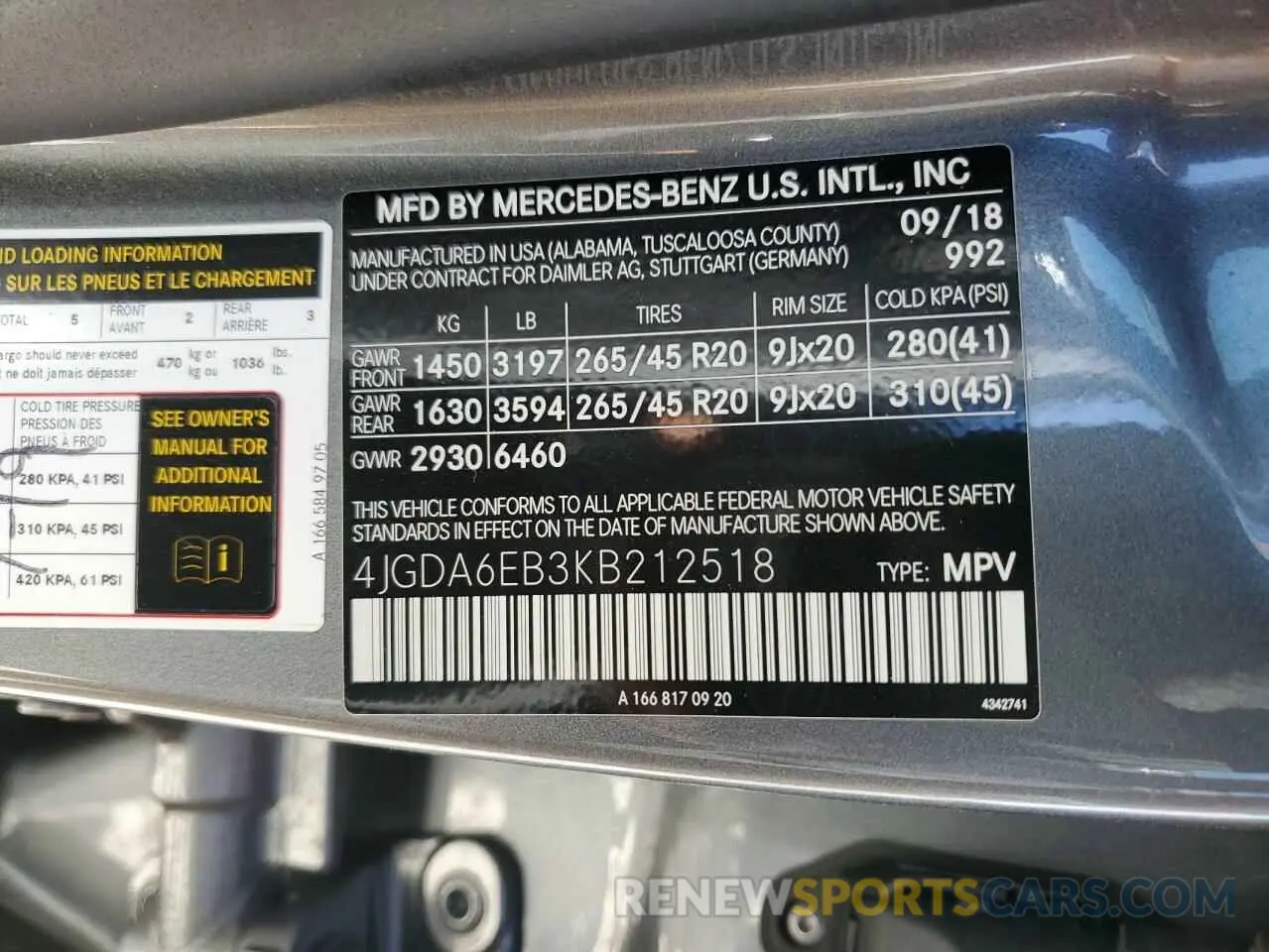 14 Photograph of a damaged car 4JGDA6EB3KB212518 MERCEDES-BENZ GLE-CLASS 2019