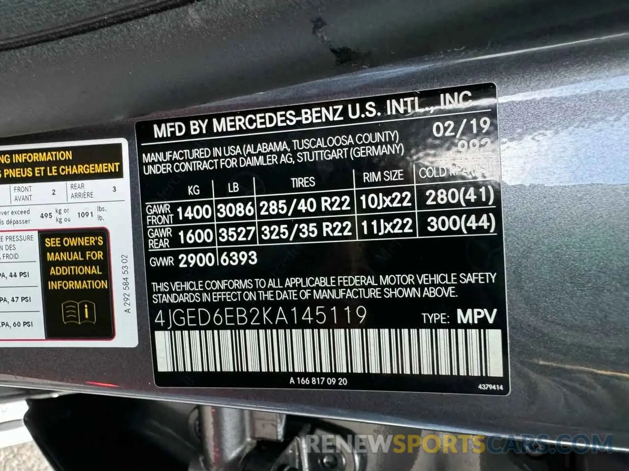 10 Photograph of a damaged car 4JGED6EB2KA145119 MERCEDES-BENZ GLE-CLASS 2019