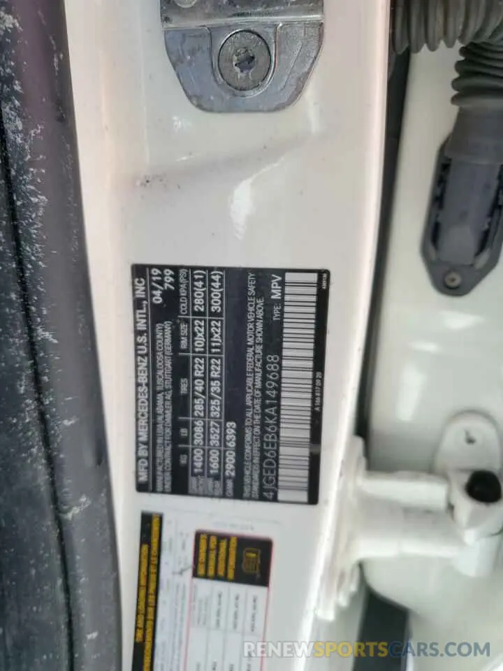 14 Photograph of a damaged car 4JGED6EB6KA149688 MERCEDES-BENZ GLE-CLASS 2019