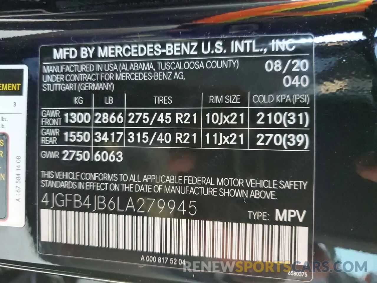 13 Photograph of a damaged car 4JGFB4JB6LA279945 MERCEDES-BENZ GLE-CLASS 2020