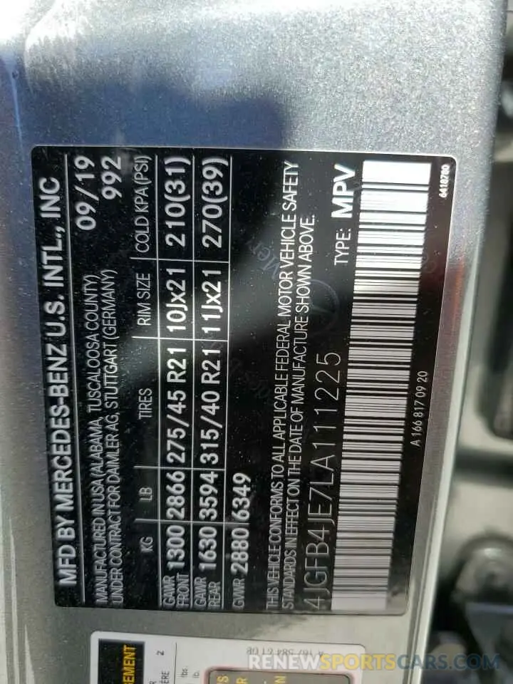 15 Photograph of a damaged car 4JGFB4JE7LA111225 MERCEDES-BENZ GLE-CLASS 2020