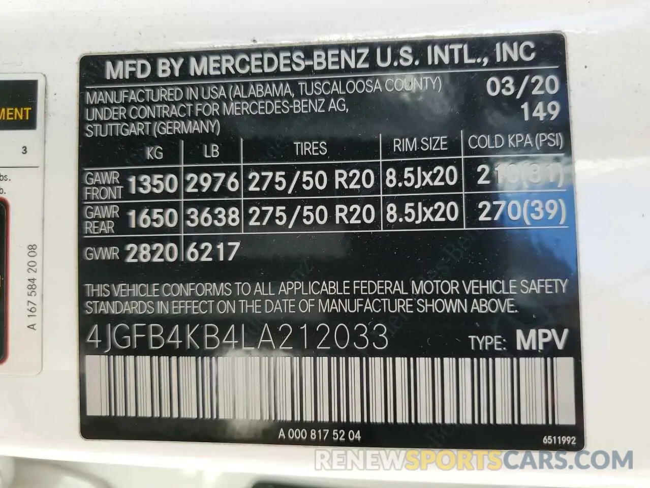 14 Photograph of a damaged car 4JGFB4KB4LA212033 MERCEDES-BENZ GLE-CLASS 2020