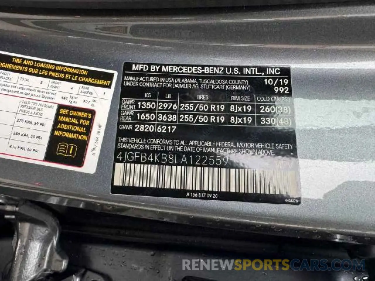 10 Photograph of a damaged car 4JGFB4KB8LA122559 MERCEDES-BENZ GLE-CLASS 2020