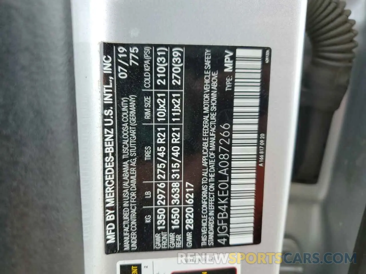 14 Photograph of a damaged car 4JGFB4KE0LA087266 MERCEDES-BENZ GLE-CLASS 2020