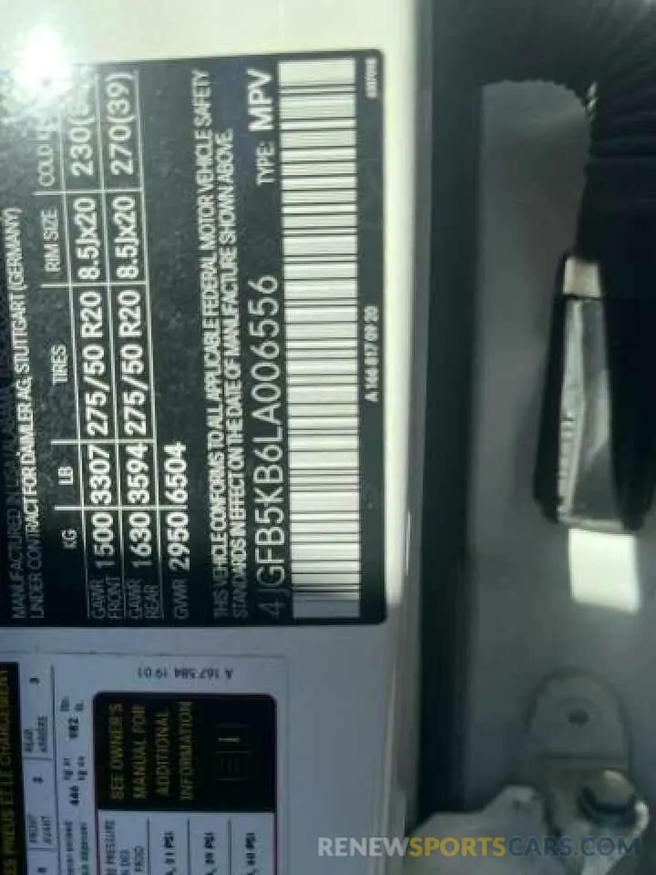 10 Photograph of a damaged car 4JGFB5KB6LA006556 MERCEDES-BENZ GLE-CLASS 2020