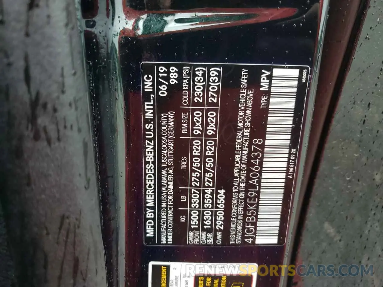13 Photograph of a damaged car 4JGFB5KE9LA064378 MERCEDES-BENZ GLE-CLASS 2020