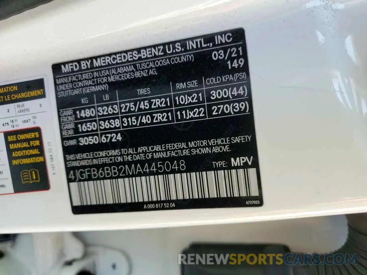14 Photograph of a damaged car 4JGFB6BB2MA445048 MERCEDES-BENZ GLE-CLASS 2021