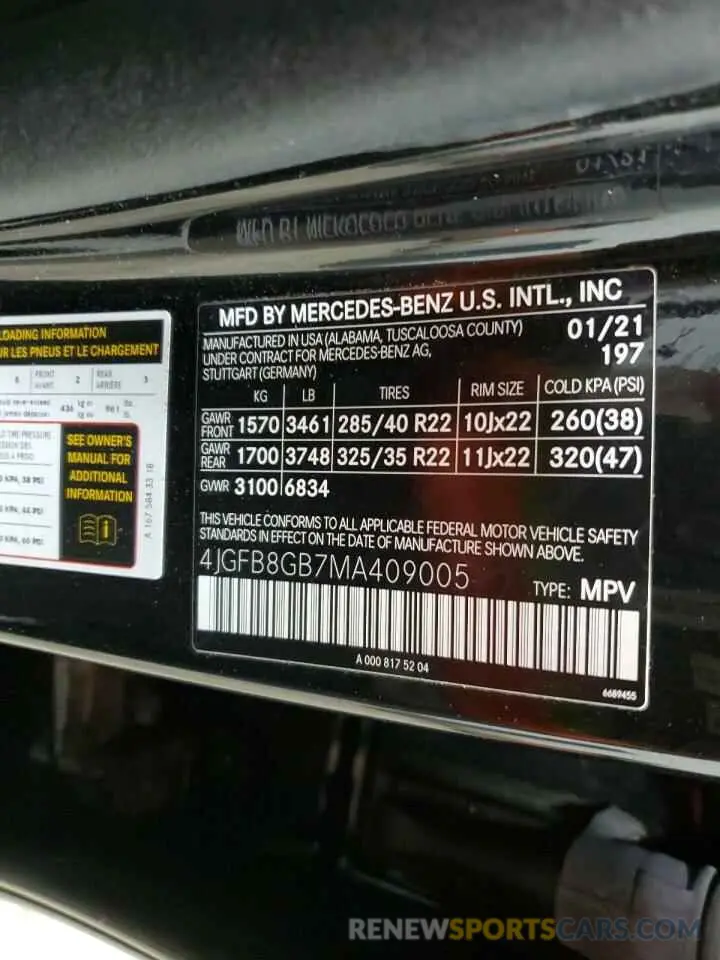 13 Photograph of a damaged car 4JGFB8GB7MA409005 MERCEDES-BENZ GLE-CLASS 2021