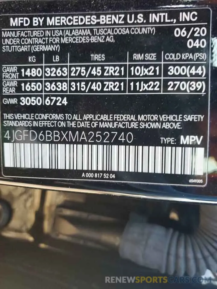 14 Photograph of a damaged car 4JGFD6BBXMA252740 MERCEDES-BENZ GLE-CLASS 2021