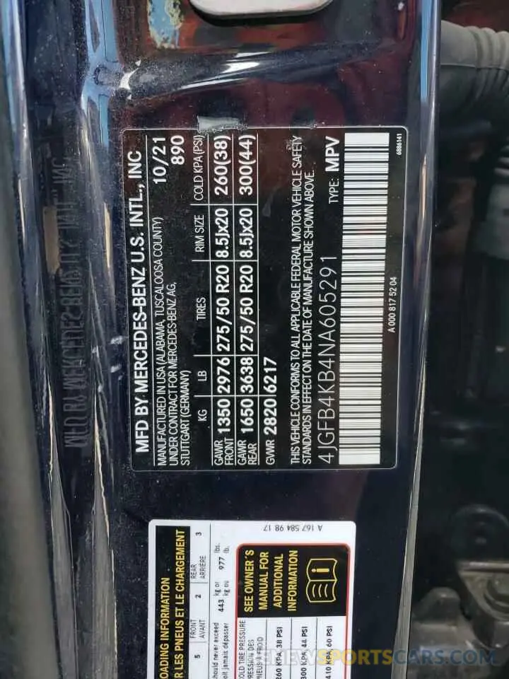 13 Photograph of a damaged car 4JGFB4KB4NA605291 MERCEDES-BENZ GLE-CLASS 2022