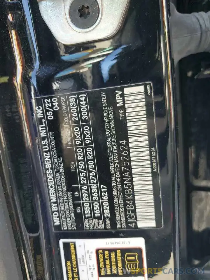 15 Photograph of a damaged car 4JGFB4KB5NA752624 MERCEDES-BENZ GLE-CLASS 2022
