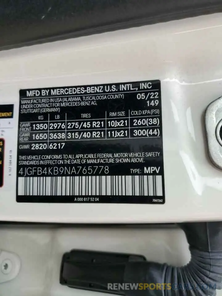 14 Photograph of a damaged car 4JGFB4KB9NA765778 MERCEDES-BENZ GLE-CLASS 2022