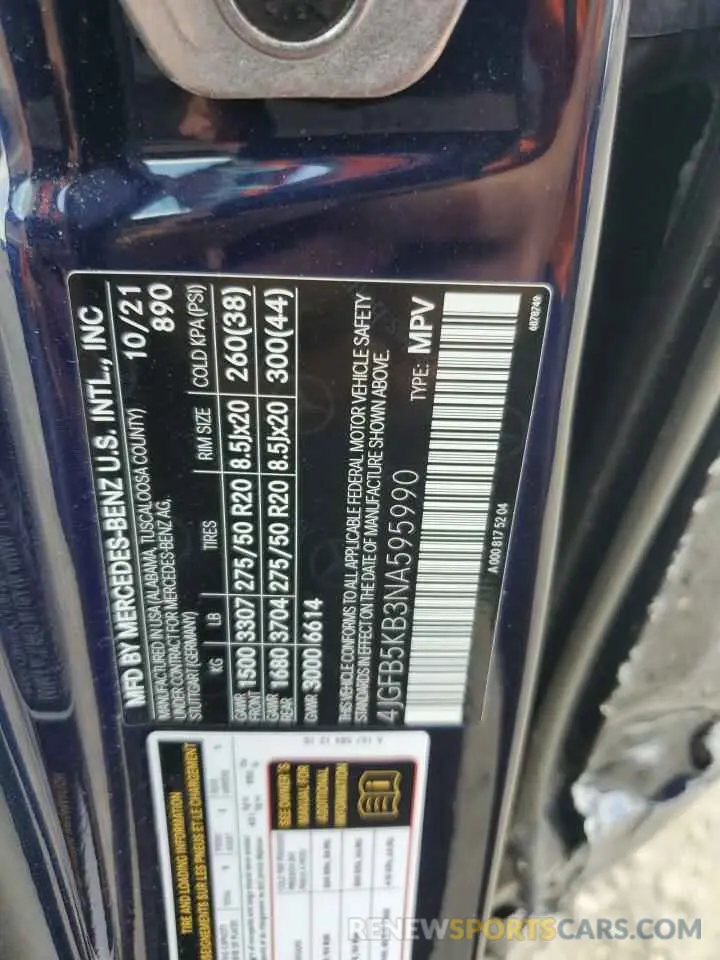 13 Photograph of a damaged car 4JGFB5KB3NA595990 MERCEDES-BENZ GLE-CLASS 2022
