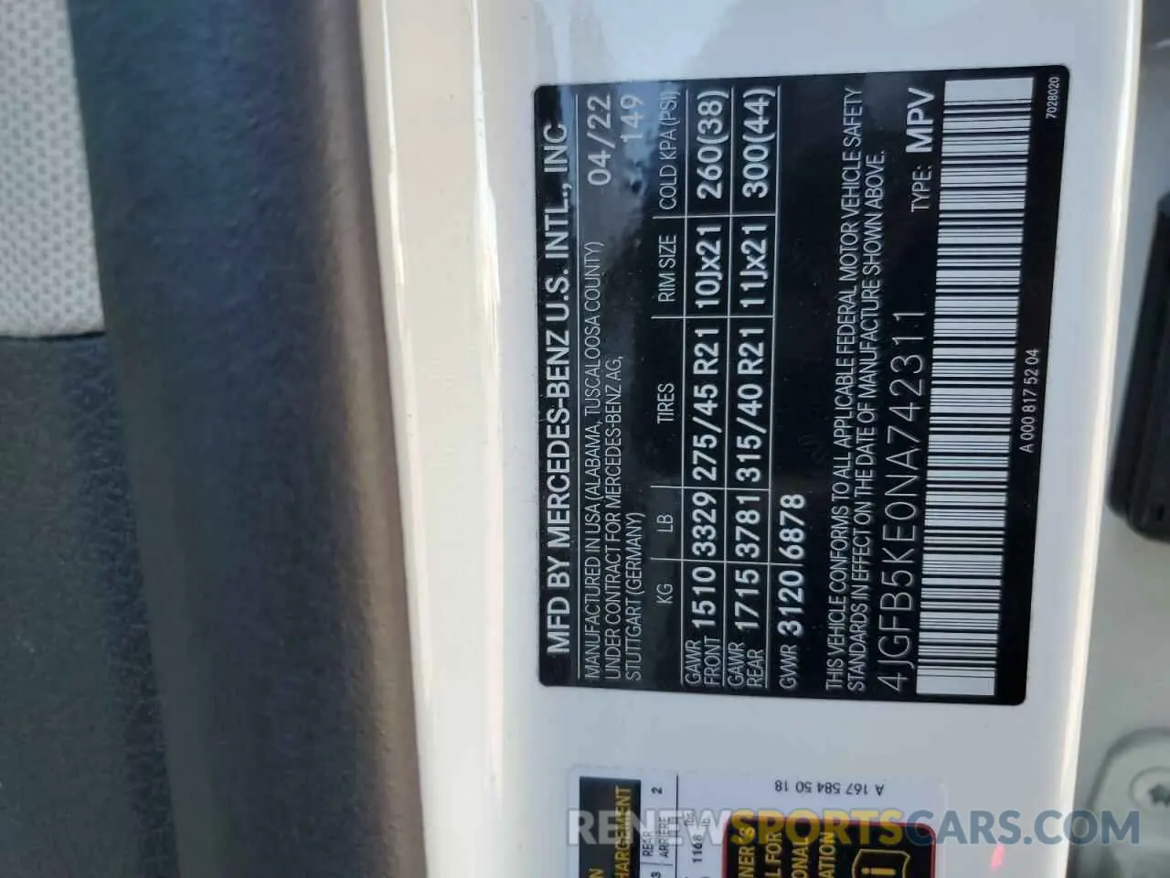 12 Photograph of a damaged car 4JGFB5KE0NA742311 MERCEDES-BENZ GLE-CLASS 2022