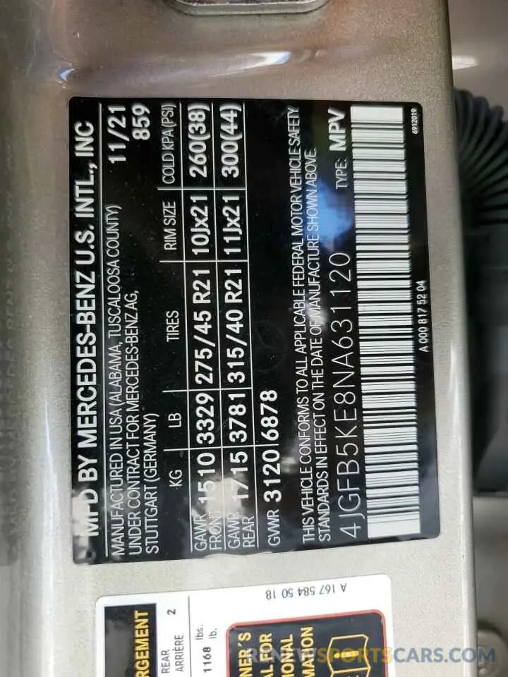 13 Photograph of a damaged car 4JGFB5KE8NA631120 MERCEDES-BENZ GLE-CLASS 2022