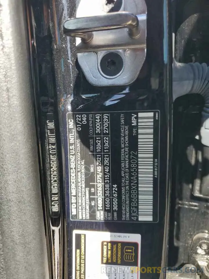 14 Photograph of a damaged car 4JGFB6BBXNA658072 MERCEDES-BENZ GLE-CLASS 2022
