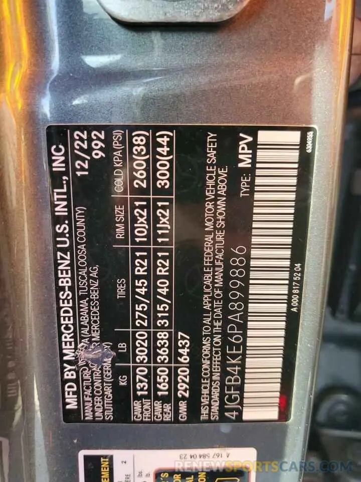 13 Photograph of a damaged car 4JGFB4KE6PA899886 MERCEDES-BENZ GLE-CLASS 2023